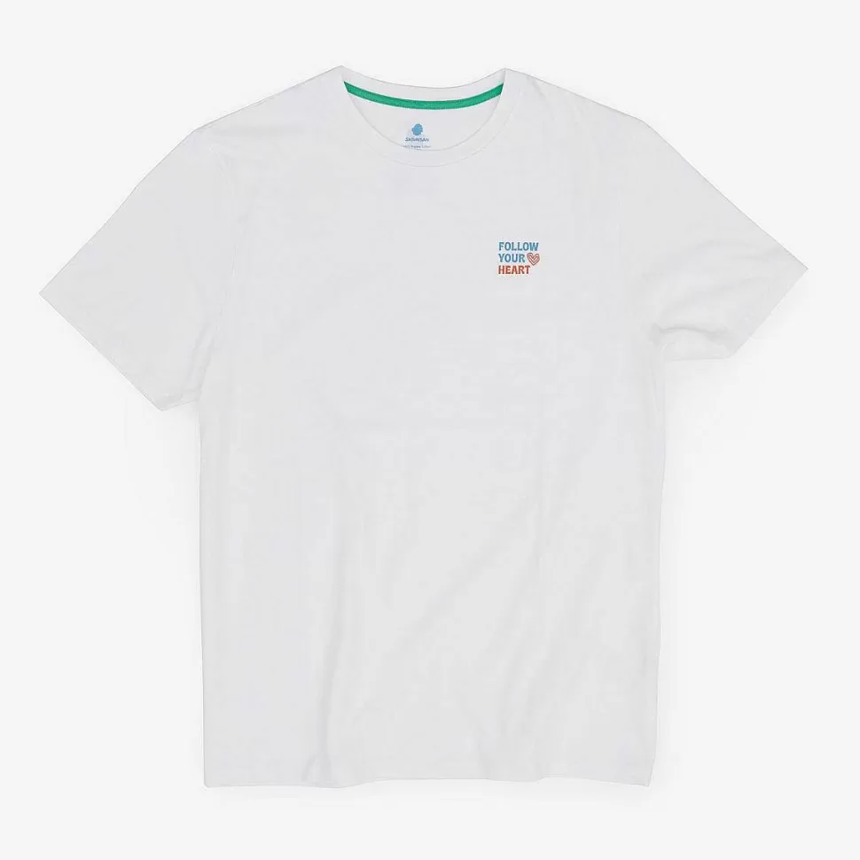 T-Shirt In Cotone Biologico Vestibilita Regolare | Bianco Segui Il Tuo Cuore>Satorisan Cheap