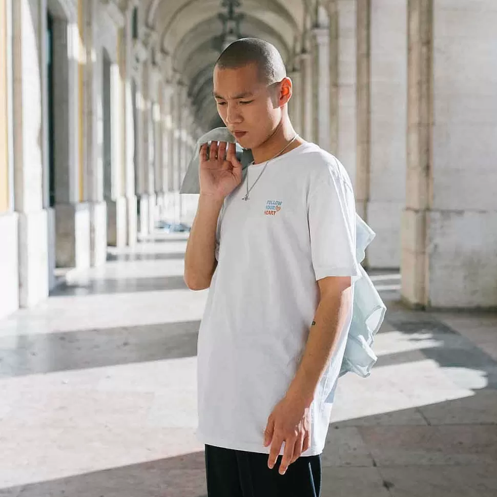 T-Shirt In Cotone Biologico Vestibilita Regolare | Bianco Segui Il Tuo Cuore>Satorisan Cheap